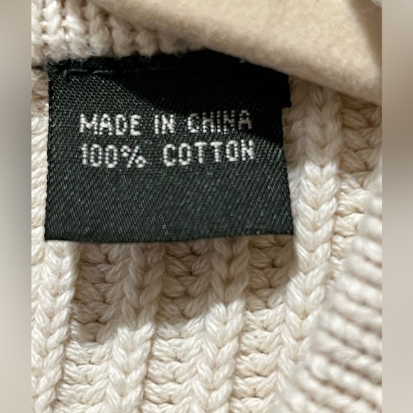 Timberland VINTAGE CREAM COTTON KNIT CREWNECK Ribbed Sweater, SIZE L - Picture 7 of 9